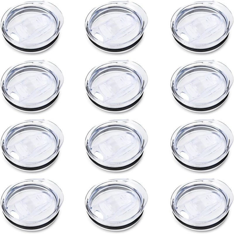Engorgio 20oz Skinny Tumbler Replacement Lids 12pcs, 2.75in Cup Mouth Compatible with YETI Rambler and More Tumbler Cups，Spill Proof Splash Resistant Silicone Sliding Covers. - Image 1